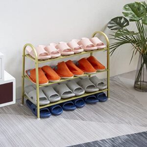 Urban Iron Metal Gold Shoe Rack,Premium Large 3 Tier Shoe Stand,Sturdy Free Standing Shoe Organizer for Bedroom,Closet, Entryway,Apartment.