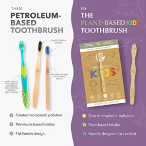 Generation For Change The Plant Based Kids Toothbrush 4 Pack Soft Sustainable Bamboo Toothbrushes | Biodegradable Plastic Free Bristles Made from Castor Oil | Eco Friendly | Zero Waste Products