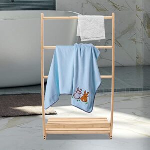 40 Bamboo 3 Tier Towel Rack Quilt Rack Stand or Blanket Rack Extra Tall freestanding Solid Wood Towel Rack with Bottom Storage Shelf for Living Room or Bedroom