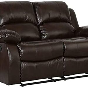 Blackjack Furniture Portico Leather Air Mid Century Modern Living Room Reclining, Den Loveseat, Brown