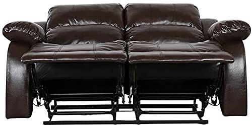 Blackjack Furniture Portico Leather Air Mid Century Modern Living Room Reclining, Den Loveseat, Brown