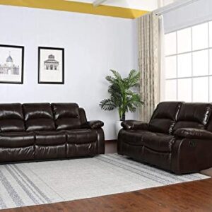 Blackjack Furniture Portico Leather Air Mid Century Modern Living Room Reclining, Den Loveseat, Brown