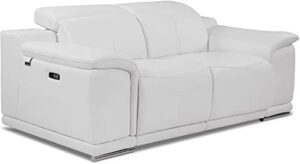 blackjack furniture lorenzo mid century modern italian leather living room power reclining, loveseat, 72", white