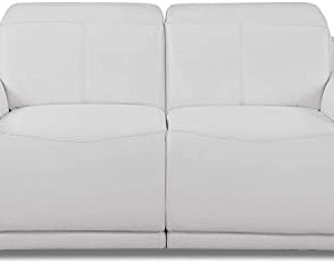 Blackjack Furniture Lorenzo Mid Century Modern Italian Leather Living Room Power Reclining, Loveseat, 72", White