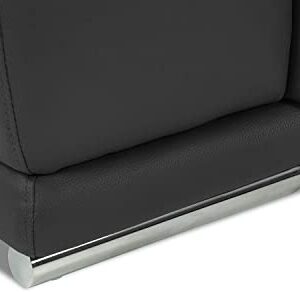 Blackjack Furniture Lorenzo Mid Century Modern Italian Leather Living Room Power Reclining, Sofa, 86", Dark Gray