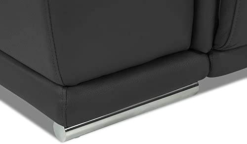 Blackjack Furniture Lorenzo Mid Century Modern Italian Leather Living Room Power Reclining, Sofa, 86", Dark Gray