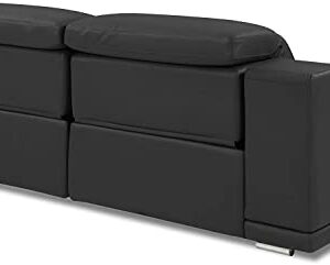 Blackjack Furniture Lorenzo Mid Century Modern Italian Leather Living Room Power Reclining, Sofa, 86", Dark Gray