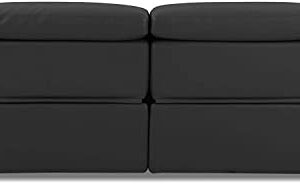 Blackjack Furniture Lorenzo Mid Century Modern Italian Leather Living Room Power Reclining, Sofa, 86", Dark Gray