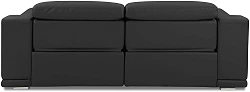 Blackjack Furniture Lorenzo Mid Century Modern Italian Leather Living Room Power Reclining, Sofa, 86", Dark Gray