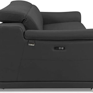 Blackjack Furniture Lorenzo Mid Century Modern Italian Leather Living Room Power Reclining, Sofa, 86", Dark Gray