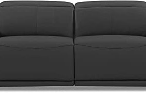 Blackjack Furniture Lorenzo Mid Century Modern Italian Leather Living Room Power Reclining, Sofa, 86", Dark Gray