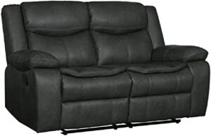 blackjack furniture marsden modern leather air reclining living room loveseat, gray