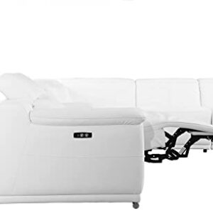 Blackjack Furniture Venice 8 Piece Sectional Sofa with 3-Power Recliners, Features Adjustable Headrest, Lumbar Support, USB and Wireless Charging Station, Extra Large Storage, 1 Console, White