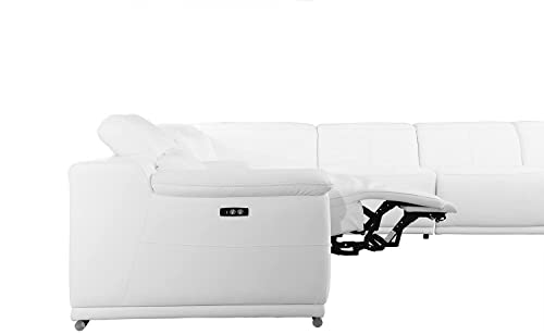 Blackjack Furniture Venice 8 Piece Sectional Sofa with 3-Power Recliners, Features Adjustable Headrest, Lumbar Support, USB and Wireless Charging Station, Extra Large Storage, 1 Console, White