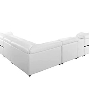 Blackjack Furniture Venice 8 Piece Sectional Sofa with 3-Power Recliners, Features Adjustable Headrest, Lumbar Support, USB and Wireless Charging Station, Extra Large Storage, 1 Console, White