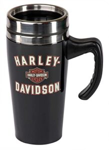 harley-davidson travel mug, bar & shield double-wall stainless steel w/handle