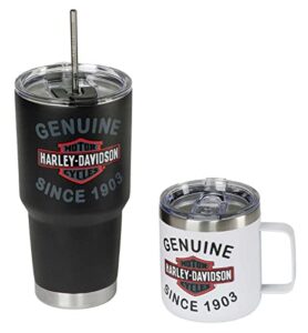 harley-davidson genuine travel mug & tumbler set, double-wall stainless steel