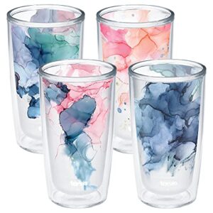 tervis made in usa double walled inkreel - crystal nature collection insulated tumbler cup keeps drinks cold & hot, 16oz 4pk, assorted