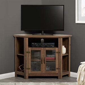 amerlife corner tv stand for tv's up to 48", 44 inch modern farmhouse wood entertainment center, tv console with double doors and storage cabinets for living room,reclaimed barnwood