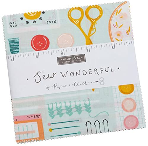 Paper + Cloth Sew Wonderful Charm Pack 42 5-inch Squares Moda Fabrics 25110PP