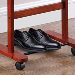 Proman Products Deluxe Suit Valet Stand VL36204 with Top Tray, Slide Out Tray, Contour Hanger, Trouser Bar, Tie & Belt Hooks and Shoe Rack, 17" W x 13" D x 41" H, Dark Cherry