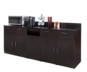 breaktime buffet sideboard kitchen break room lunch coffee kitchenette model 8007 3 pc espresso – factory assembled (furniture items purchase only)