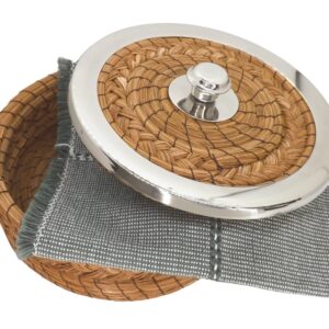 MEXTEQUIL - Authentic Mexican Tortilla Warmer Basket - Pine Needle Handwoven with Handloomed Cloth (Small Metal Rim w cloth)