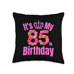 85 year old gifts for women 85th birthday gifts 85 year old flower 85th birthday throw pillow, 16x16, multicolor