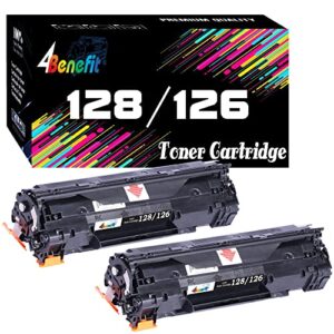 4benefit (set of 2) compatible for 126 128 toner cartridge canon126 canon128 126/128 crg-126 crg-128 black 2pk replacement for hp laser-jet l190 l100 d550 d530 mf4880dw mf4770n laser printer