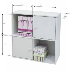 KB Designs - 2 Door, 2 Open Cube Storage Organizer Bookcase, White