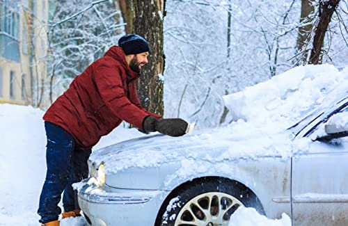 SCRUBIT Ice Scraper with Glove - Car Windshield Scraper for Ice and Snow w/Fleece Mitt - Quickly Scrape and Remove Snow While Staying Warm - Waterproof & Windproof - Car Scraper Snow Brush (Black)