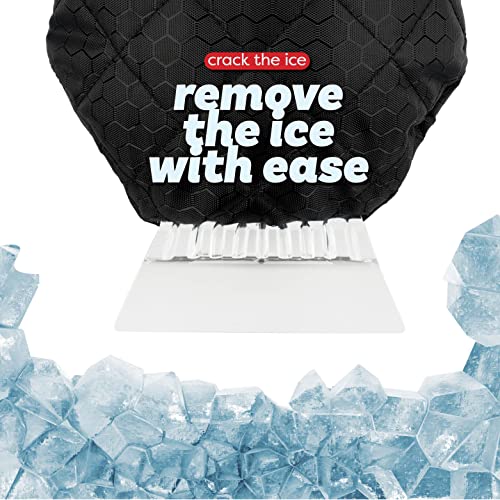 SCRUBIT Ice Scraper with Glove - Car Windshield Scraper for Ice and Snow w/Fleece Mitt - Quickly Scrape and Remove Snow While Staying Warm - Waterproof & Windproof - Car Scraper Snow Brush (Black)