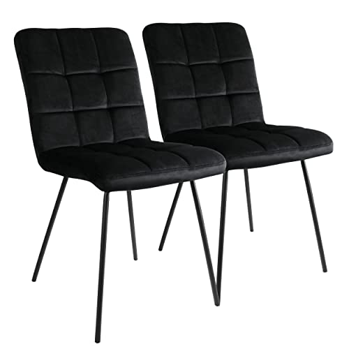 Elama BLK Velvet Tufted Chairs, 2 Piece Set, Black