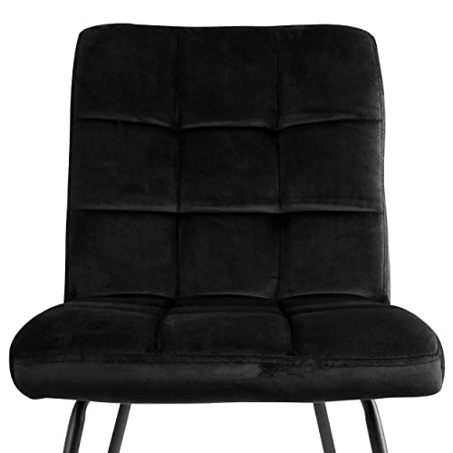 Elama BLK Velvet Tufted Chairs, 2 Piece Set, Black