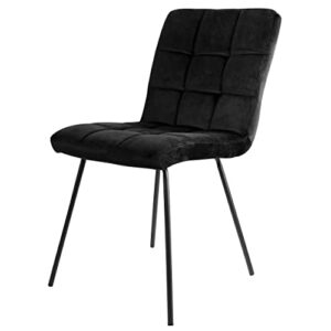 Elama BLK Velvet Tufted Chairs, 2 Piece Set, Black