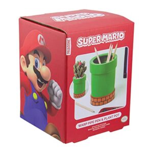 Paladone Super Mario Warp Pipe Flower Pot and Pen Holder, Ceramic Planter or Pen Organizer, Officially Licensed Nintendo, 15 cm