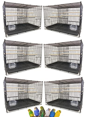 Small Breeder Breeding Cages with Center Dividers, Pack of 6, 24 x 16 x 16 H inches (24 x 16 x 16 H inches, Black)