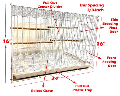 Small Breeder Breeding Cages with Center Dividers, Pack of 6, 24 x 16 x 16 H inches (24 x 16 x 16 H inches, Black)