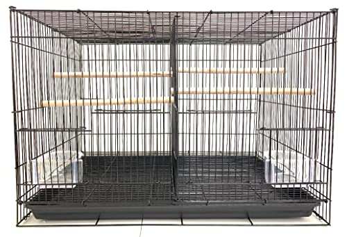Small Breeder Breeding Cages with Center Dividers, Pack of 6, 24 x 16 x 16 H inches (24 x 16 x 16 H inches, Black)
