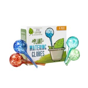 lgl plant watering globes - 2 pieces. decorative self watering planter inserts made from hand-blown durable glass. keep your outdoors and indoor plants healthy. ideal plant lover gift (2pk small)