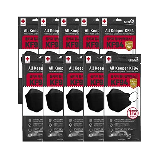 [10 Pack] Black All Keeper KF94 Face Safety Masks 4-Layers Filter Protection