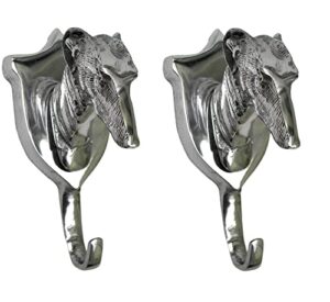 greyhound dog head metal wall mount hooks sculpture lot of 2 pieces greyhound dog sculpture unique figurine statue wall mount hooks for home | office decorations by indiaart12