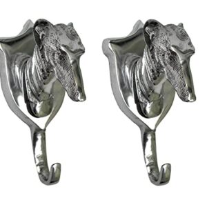 Greyhound Dog Head Metal Wall Mount Hooks Sculpture Lot of 2 Pieces Greyhound Dog Sculpture Unique Figurine Statue Wall Mount Hooks for Home | Office Decorations by INDIAART12
