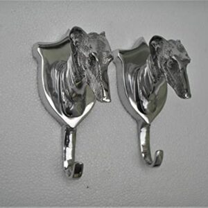Greyhound Dog Head Metal Wall Mount Hooks Sculpture Lot of 2 Pieces Greyhound Dog Sculpture Unique Figurine Statue Wall Mount Hooks for Home | Office Decorations by INDIAART12