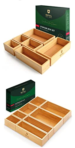 ROYAL CRAFT WOOD Bamboo Storage Box Set of 5 with Bamboo Storage Box Set of 8