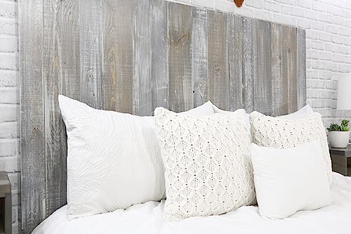 Barn Walls Graywash Headboard Handcrafted, Colorwash Solid Wood Headboard, Leans and Sticks on Wall, Smooth Finish, Anti-Shake Rattle Free, Queen Size