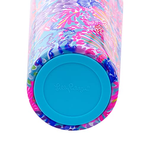 Lilly Pulitzer Stainless Steel Water Bottle, 18 Oz Metal Water Bottle, Double Wall Insulated Tumbler with Lid, Splendor in the Sand