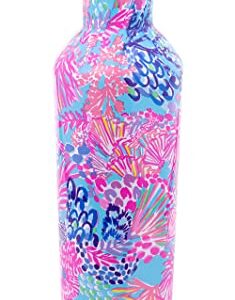 Lilly Pulitzer Stainless Steel Water Bottle, 18 Oz Metal Water Bottle, Double Wall Insulated Tumbler with Lid, Splendor in the Sand