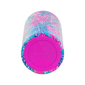 Lilly Pulitzer Slim Can Cooler, Double Wall Stainless Steel, Insulated Drink Sleeve for 12 Oz Skinny Bottles and Seltzers, Splendor in the Sand