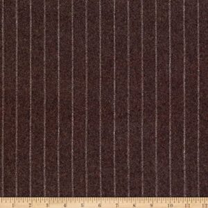 wool flannel stripe medium brown/ivory, fabric by the yard